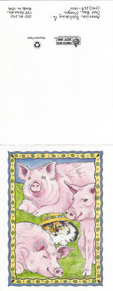 Note Card Cat and Pigs